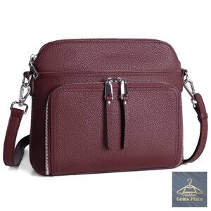 Genuine Leather Crossbody Bag with RFID Wallet, Small Satchel Purse